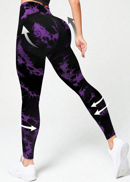 Purple Tie-Dye Sculpt High-Waist Leggings