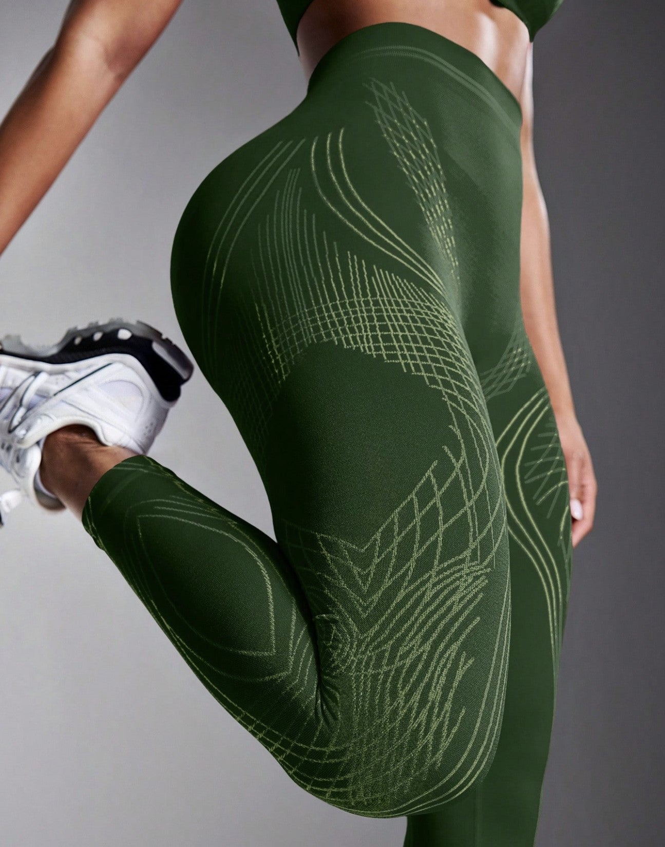 Army Green Stripe Activa Yoga Pants