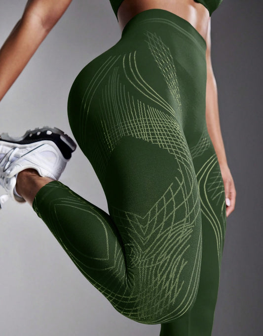Army Green Stripe Activa Yoga Pants